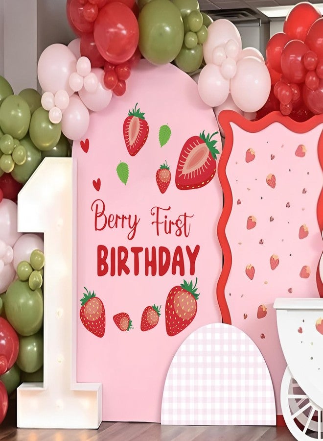 Newleafly Berry First Birthday Stickers Decorations - Removable Red Strawberry Arch Stickers, Backdrop Decals, Sweet Strawberry 1st Birthday Decorations for Girls (Berry Decal) - Image 1